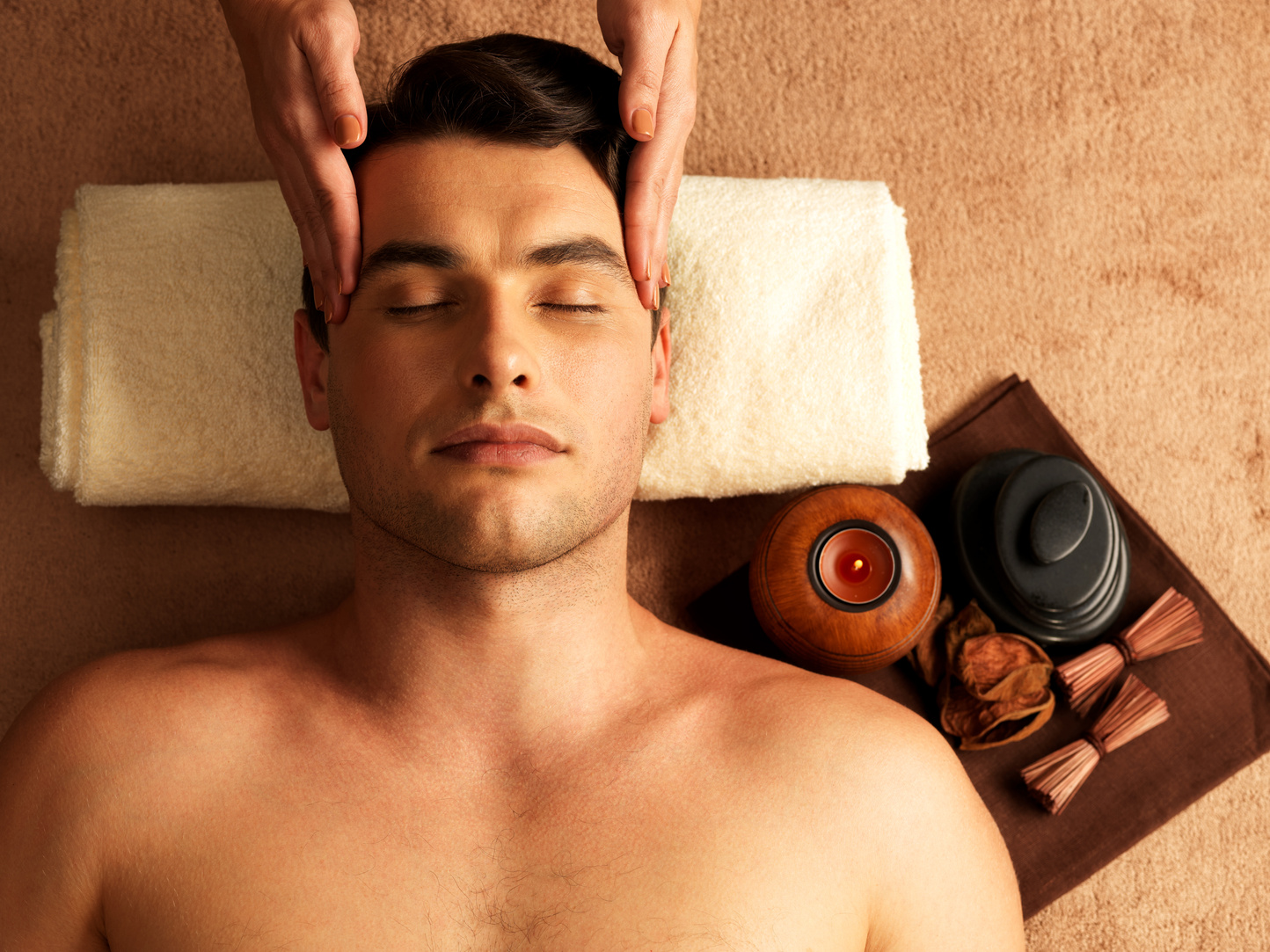 Man Having Head Massage in the Spa Salon